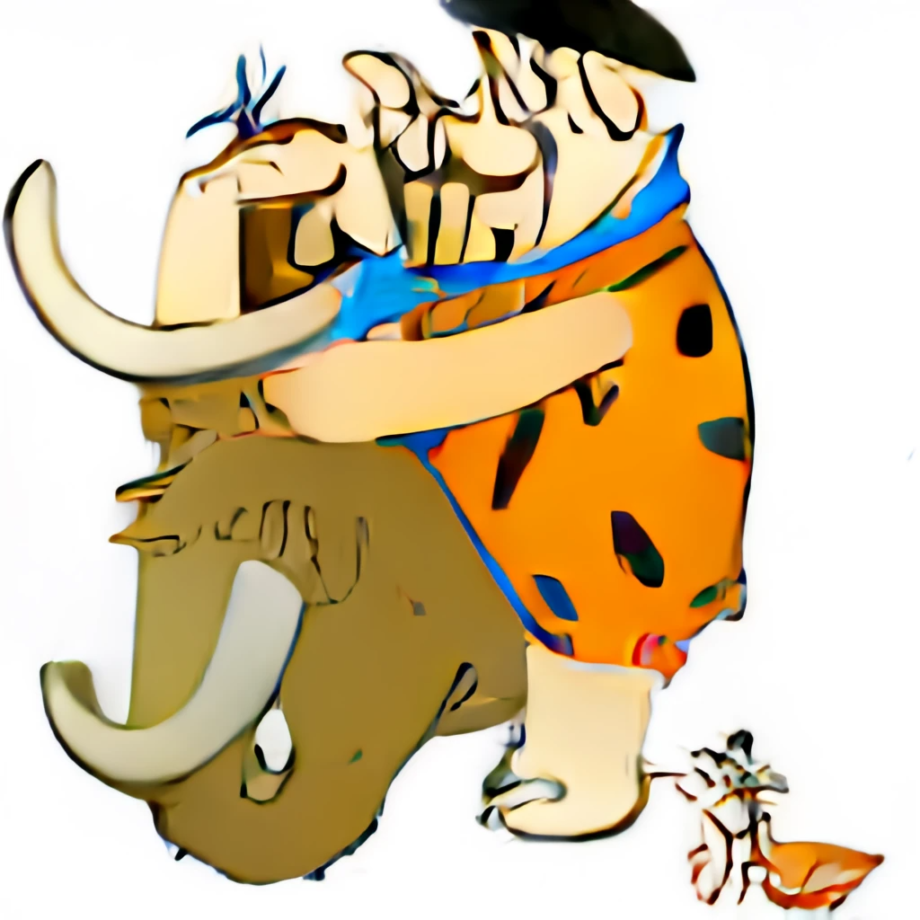 Fred Flintstone riding a Mastodon