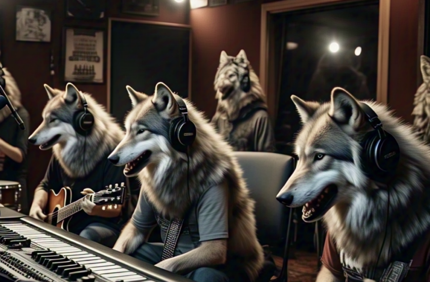 wolves in a recording studio